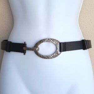 Lake Shore Drive Adjustable Leather Belt With Silver Buckle Size XL